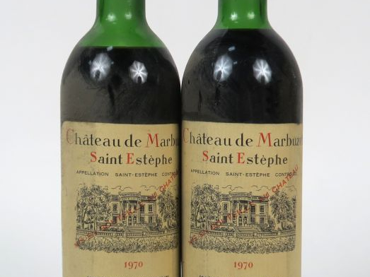 2 BOUTEILLES CHÂTEAU DE MARBUZET ST ESTEPHE - 1970 - 1LB/1MEP
