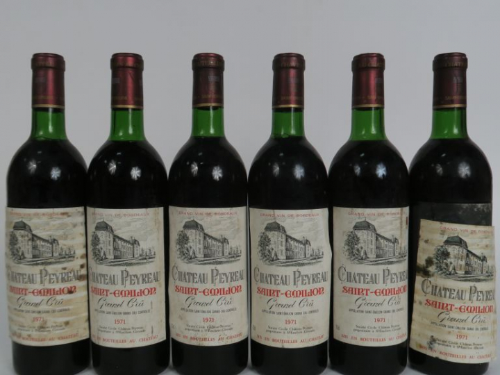 6 BOUTEILLES CHÂTEAU PEYREAU GC ST EMILION - 1971 - 2 BG/4 LB/2 EA