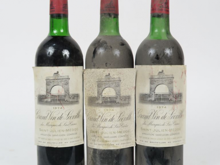 3 BOUTEILLES CHÂTEAU LEOVILLE LAS CASES GCC ST JULIEN - 1974 - 1 BG/1 