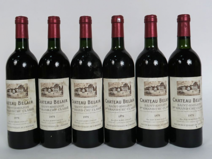 6 BOUTEILLES CHÂTEAU BELAIR 1er GCC ST EMILION - 1978 - BG