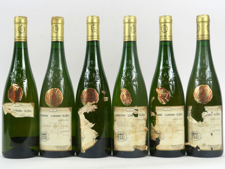 6 BOUTEILLES COTEAUX DU LAYON DOMAINE COUSIN LEDUC - 1987 - 3 EA/2 ETA
