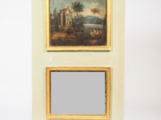 Vente aux enchères Trumeau de style Louis XVI à décor de paysage lacustre. Dim. 135 x 86 