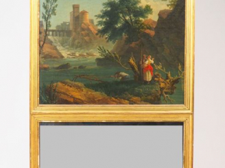 Vente aux enchères Trumeau fin XVIIIème début XIXème à décor de personnages et de paysage