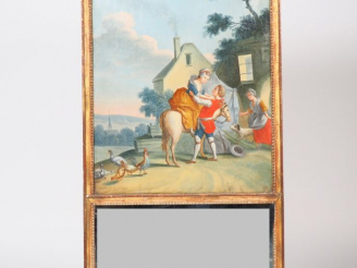 Vente aux enchères Trumeau Louis XVI à décor de personnages devant la ferme. Dim. 146 x 7