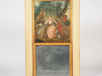 Vente aux enchères Trumeau Louis XVI à décor de scène galante. Dim. 124 x 74 cm