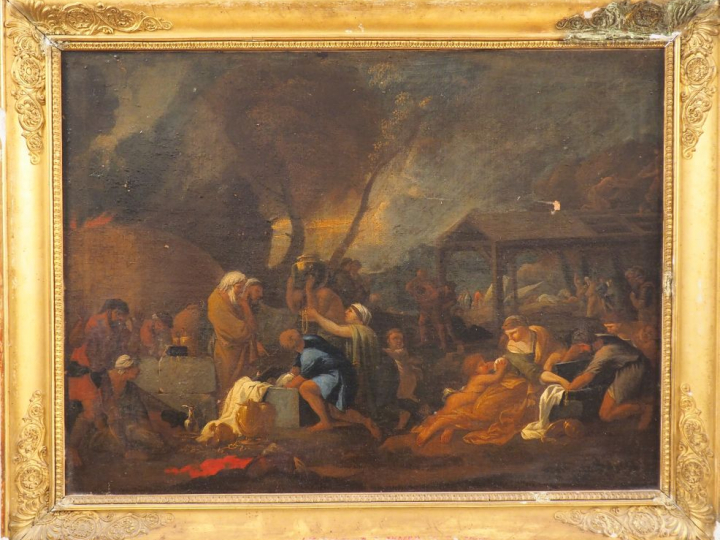Ecole française du XVIIème, entourage de Sébastien Bourdon "Les Hébreu