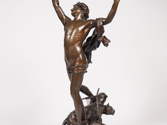 Raoul VERLET. "La douleur d'Orphée". Bronze à patine brune. H. 125,5 c
