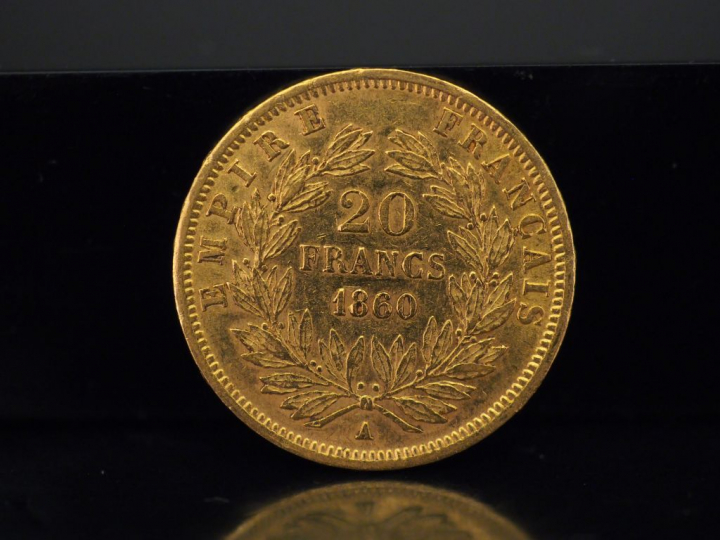 Pièce de 20 Francs or, 1860-A. FRAIS ACHETEURS 5% TTC.   