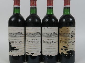 Vente aux enchères 4 BOUTEILLES CHÂTEAU PONTET CANET GCC PAUILLAC - 1975 - 1 BG/1 LB/EA