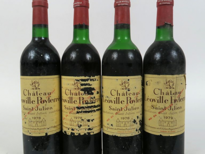 4 BOUTEILLES CHÂTEAU LEOVILLE POYFERRE GCC SAINT JULIEN: 3 de 1978 1 L