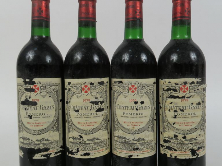4 BOUTEILLES CHÂTEAU GAZIN POMEROL - 1979 - 2 BG/2 ELA/2 EA