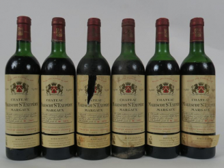 Vente aux enchères 6 BOUTEILLES CHÂTEAU MALESCOT ST EXUPERY GCC MARGAUX - 1980 - 2 HEP/3 