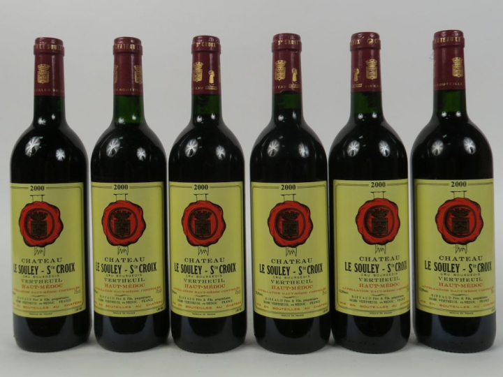 6 BOUTEILLES CHÂTEAU LE SOULEY SAINTE CROIX HAUT MEDOC - 2000 - 1 BG 