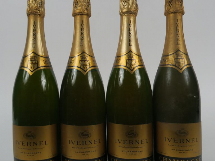 4 BOUTEILLES CHAMPAGNE IVERNEL BLANC DE BLANCS - 1 BS