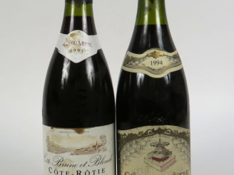 Vente aux enchères 2 BOUTEILLES CÔTE ROTIE: 1 CÔTE BRUNE ET BLONDE GABRIEL MEFFRE 1991 EL