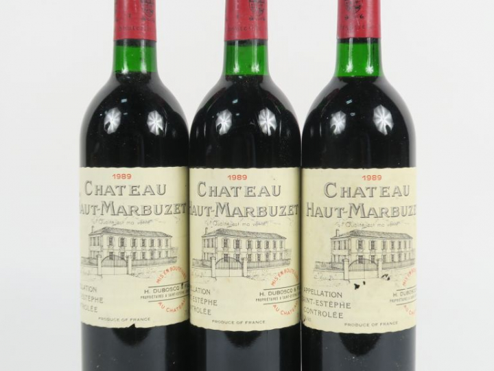 3 BOUTEILLES CHÂTEAU HAUT MARBUZET ST ESTEPHE - 1989 - BG