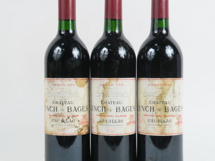 3 BOUTEILLES CHÂTEAU LYNCH BAGES GCC PAUILLAC - 1991 - BG/ET