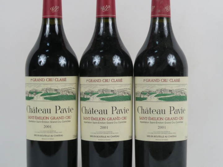 3 BOUTEILLES CHÂTEAU PAVIE 1er GCC ST EMILION - 2001