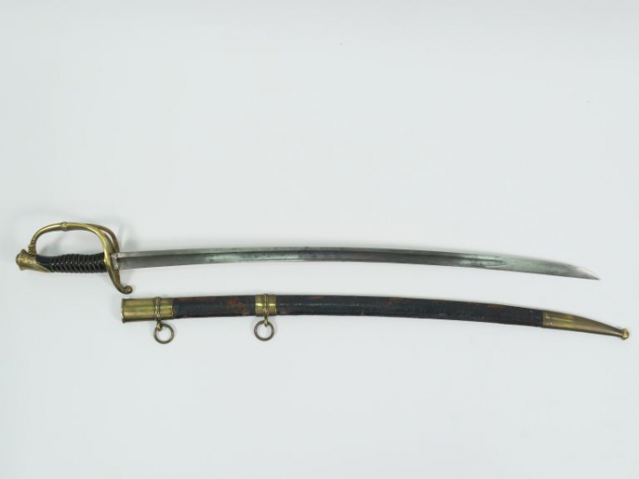 Sabre d’officier d’infanterie modèle 1821. Lame courbe à gorge et dos 