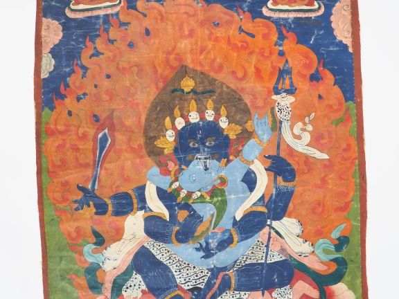 Népal, XIXe siècle et Tibet  Deux Tangka sur toile polychrome à caract