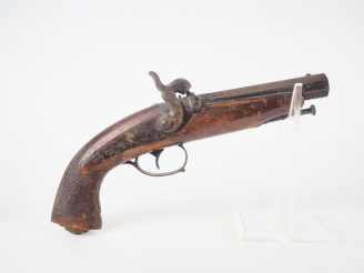 Vente aux enchères Long pistolet à percussion et platine à l’arrière, fort canon octogona