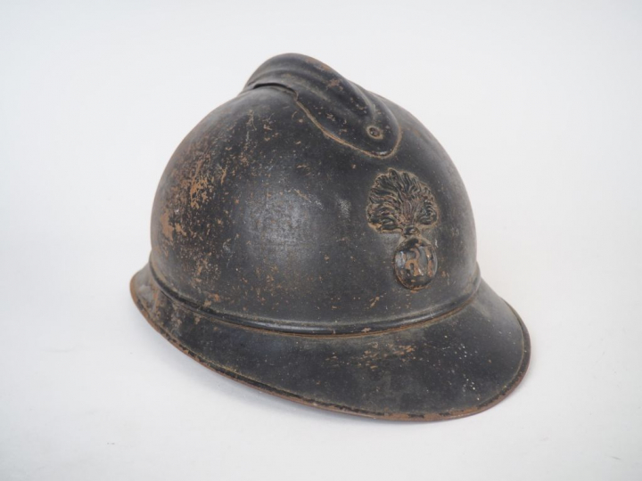 Casque Adrian infanterie modèle 1915, bourguignotte bleu horizon (très