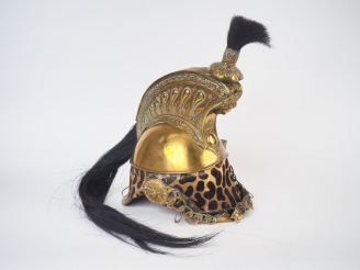 Vente aux enchères Casque troupe de dragons modèle 1858, bombe en laiton doré embouti, ga