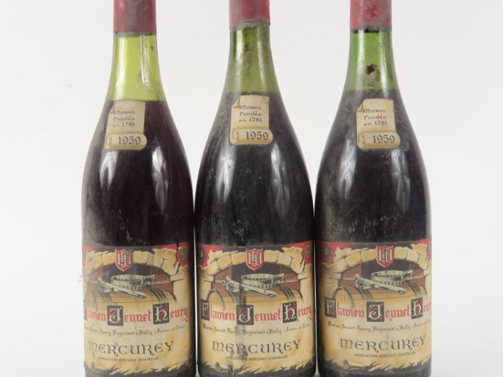 3 BOUTEILLES MERCUREY FLAVIEN JEUNET HENRY - 1959 - 4 CM
