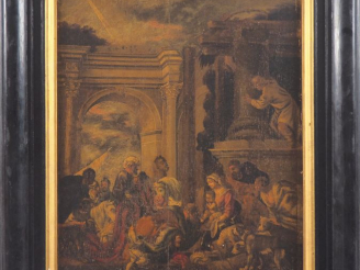 Vente aux enchères Ecole française fin XVIIème. "La présentation du Christ au temple". Hu