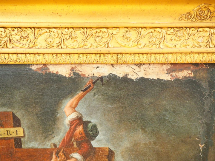 Ecole française XVIIIème. "Descente de croix". Huile sur toile. Dim. 8
