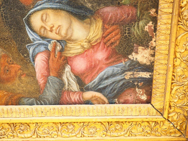 Ecole française XVIIIème. "Descente de croix". Huile sur toile. Dim. 8