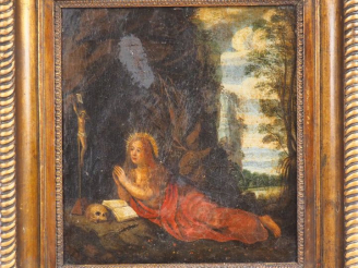 Vente aux enchères Ecole française XIXème. "Sainte madeleine repentante". Huile sur toile