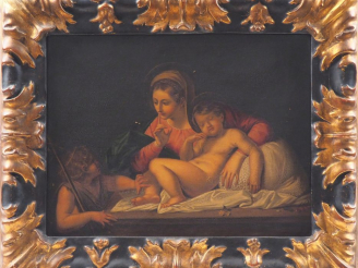 Vente aux enchères Ecole italienne XIXème d'après Guido Reni. "La Vierge, l'enfant Jésus 