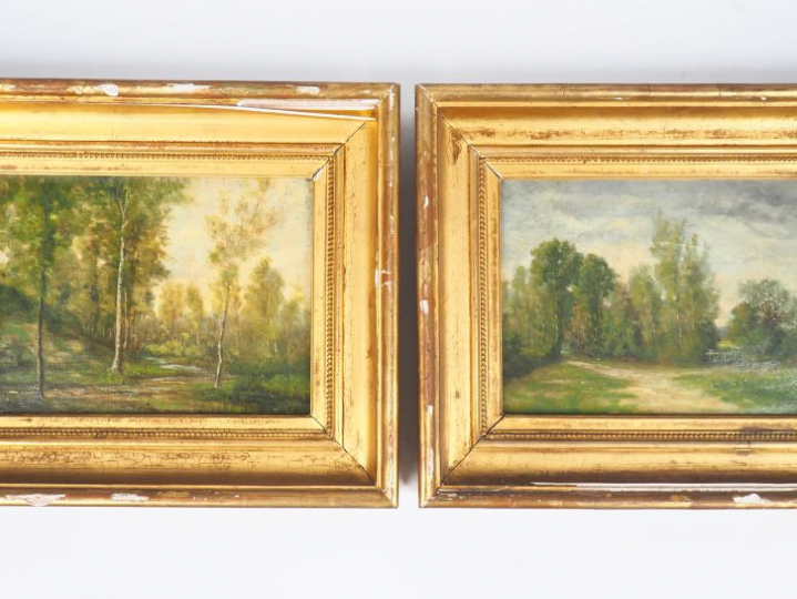 Ecole française XIXème. "paysages". Paire d'huiles sur toiles. Dim. 24