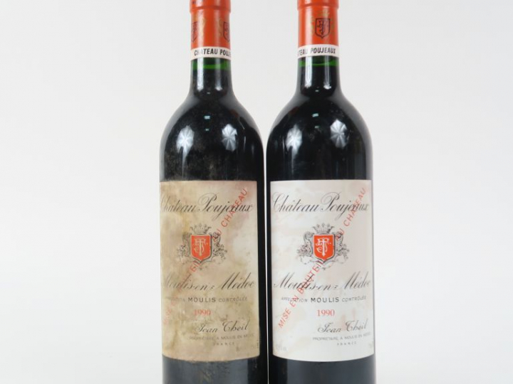2 BOUTEILLES CHÂTEAU POUJEAUX MOULIS - 1990 - 1 ELS