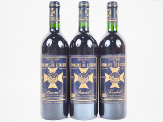 Vente aux enchères 3 BOUTEILLES CHÂTEAU DU DOMAINE DE L'EGLISE POMEROL - 1990