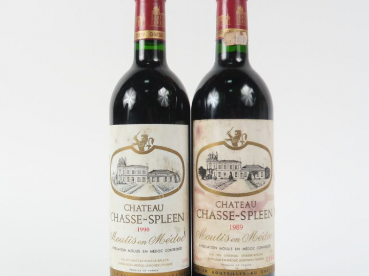 2 BOUTEILLES CHÂTEAU CHASSE SPLEEN MOULIS : 1 de 1989 ELT - 1 de 1995