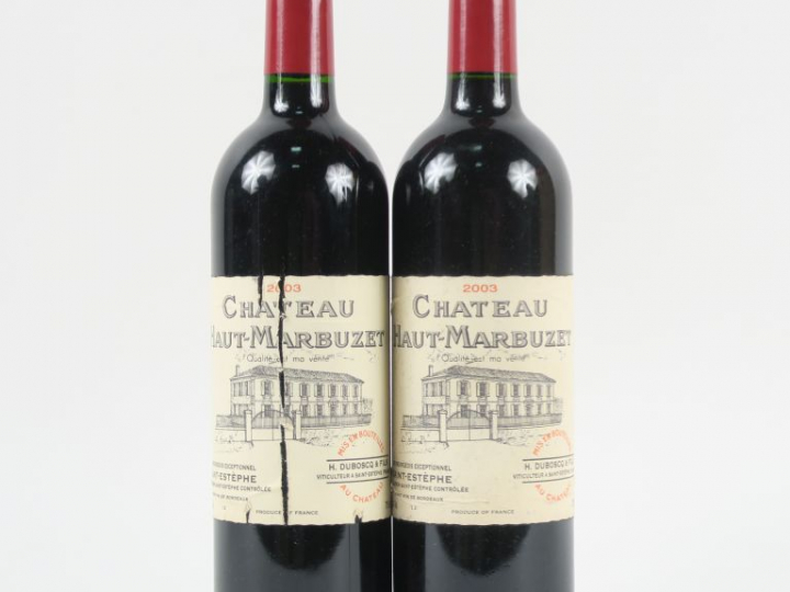 2 BOUTEILLES CHÂTEAU HAUT MARBUZET ST ESTEPHE - 2003 - 1 EA