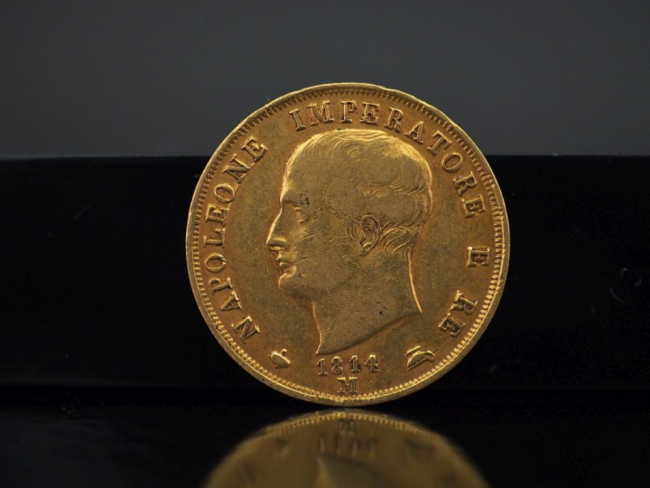 Une pièce de 40 Lire or, 1814-M.   
