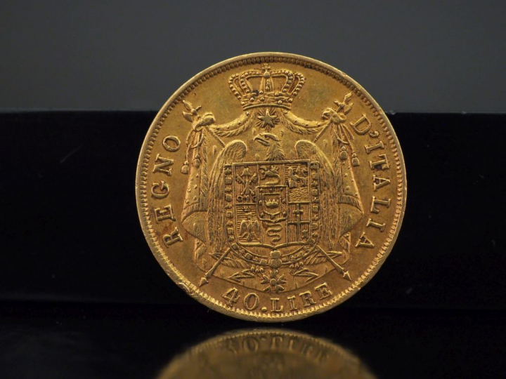 Une pièce de 40 Lire or, 1814-M.   