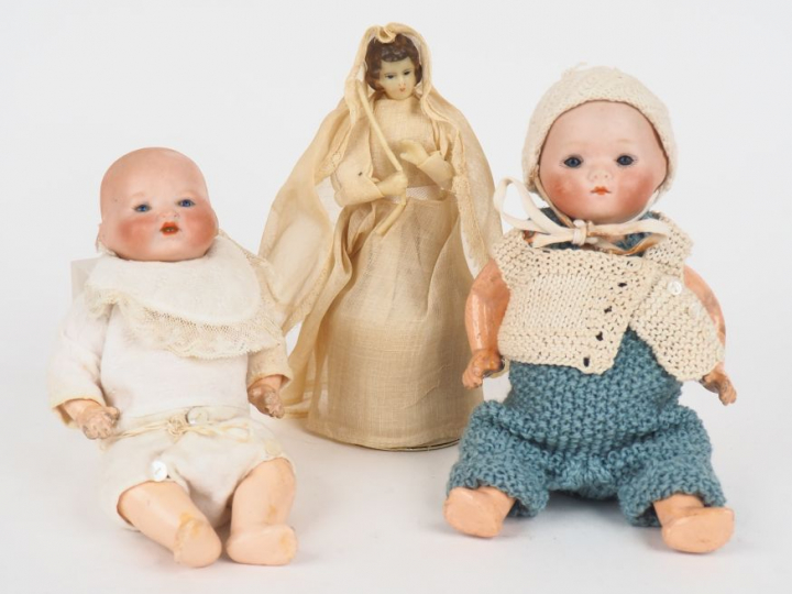 Lot de 2 petits bébés nouveaux-nés fabrication allemande 1910/1920, co