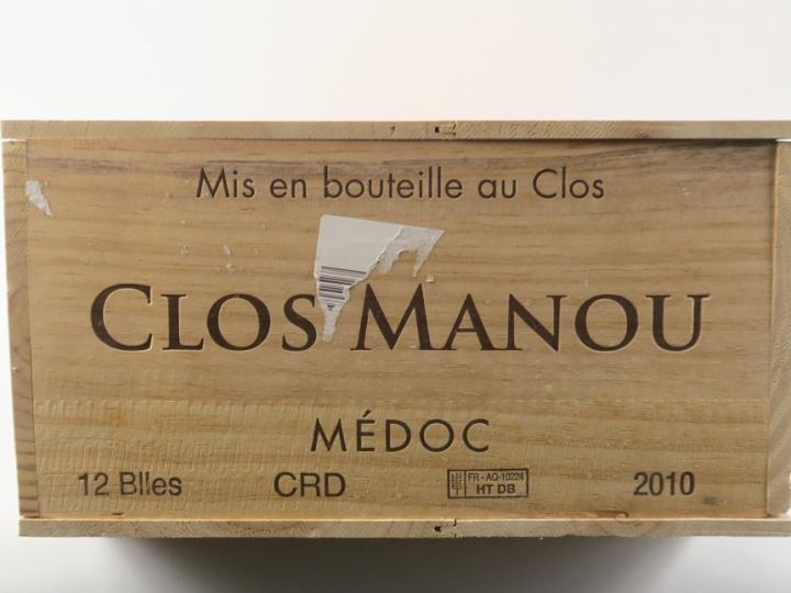 12 BOUTEILLES CLOS MANOU MEDOC - 2010 - CBO