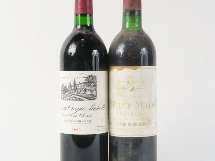 2 BOUTEILLES : 1 CHÂTEAU CROQUE MICHOTTE GCC ST EMILION 1993 - 1 CHÂTE
