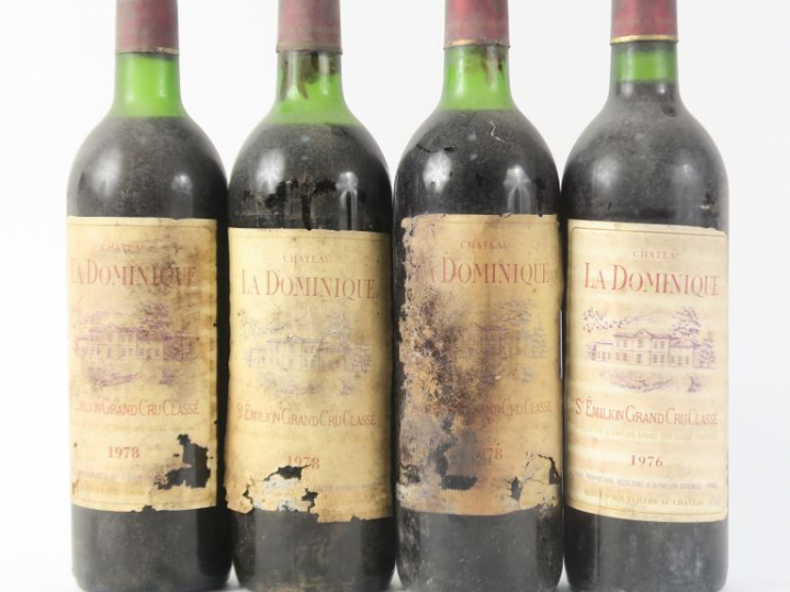 4 BOUTEILLES CHÂTEAU LA DOMINIQUE GC ST EMILION : 1 de 1976 EA - 3 de 