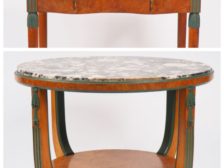 SPEICH.  Mobilier de style Art Déco comprenant : une table basse plate