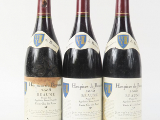 Vente aux enchères 3 BOUTEILLES BEAUNE 1er CRU 'CUVÉE CLOS DES AVAUX' HOSPICES DE BEAUNE 