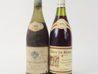 Vente aux enchères 2 BOUTEILLES : 1 CHOREY LES BEAUNE CAVES DES CORDELIERS 1983 - 1 GEVRE