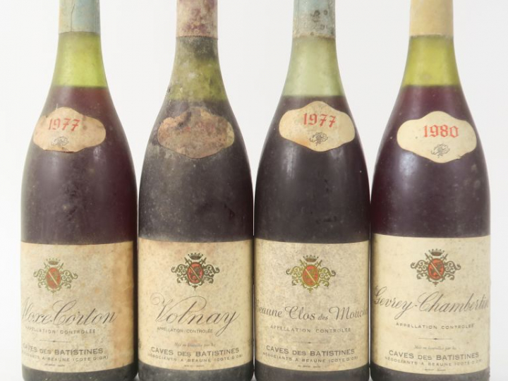 4 BOUTEILLES CAVES DES BATISTINES : 1 GEVREY CHAMBERTIN 1980 - 1 BEAUN