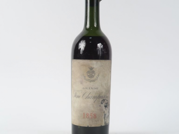 1 VIEILLE BOUTEILLE COGNAC GRANDE FINE CHAMPAGNE HÔTEL RITZ - 1858 - E