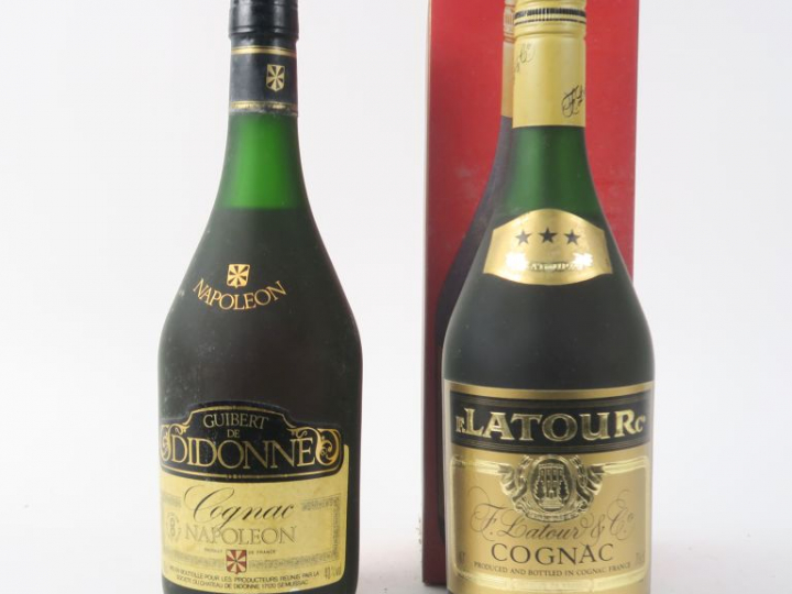2 BOUTEILLES COGNACS : 1 NAPOLÉON GUIBERT DE DIDONNET  - 1 LATOUR *** 